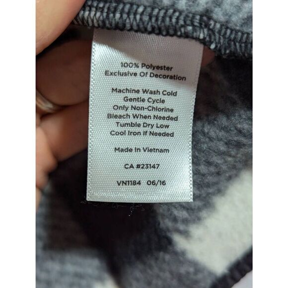 Talbots Women's Black & White Buffalo Plaid Pattern Front-Zip Fleece Jacket Size - Picture 7 of 7